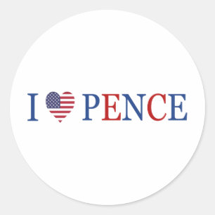 Patriotic I Heart Liebe Mike Pence Flag Runder Aufkleber