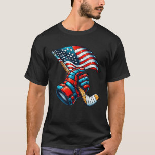 Patriotic Ice Hockey 4. Juli USA Unabhängigkeit T-Shirt