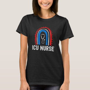 Patriotic Icu Intensiv Care Unit Nurse US Flag RI T-Shirt