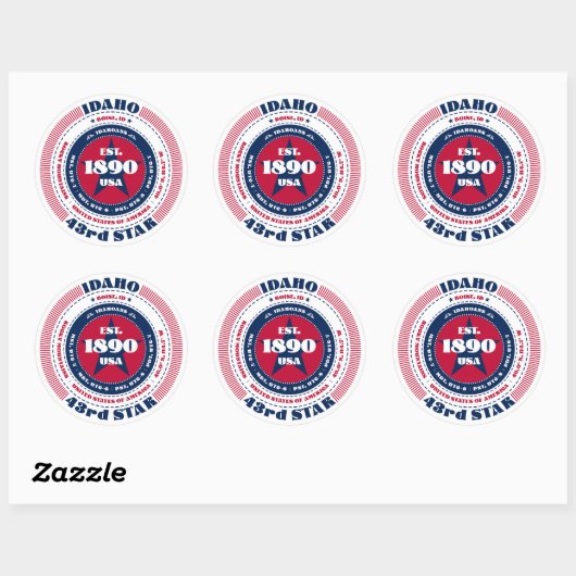 Patriotic Idaho Circle Design Sticker (Blatt)