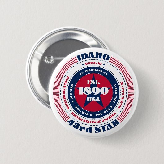 Patriotic Idaho Circle mit Staat Details Button (Vorne & Hinten)