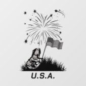 Patriotic Iguana 4. Juli Fensteraufkleber (Blatt)