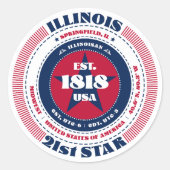 Patriotic Illinois Circle Design Sticker (Vorderseite)