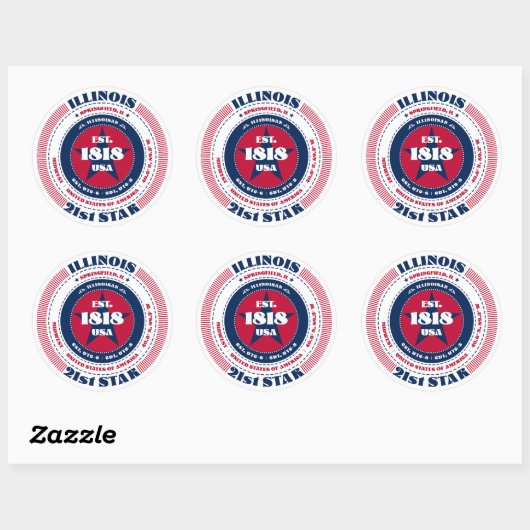 Patriotic Illinois Circle Design Sticker (Blatt)