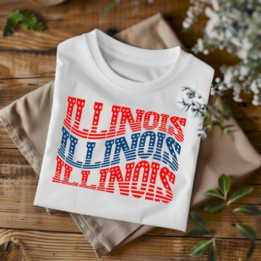 Patriotic Illinois Red and Blue Boho T - Shirt