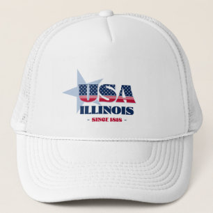 Patriotic Illinois Typografie Trucker Hat Truckerkappe