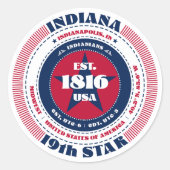 Patriotic Indiana Circle Design Sticker (Vorderseite)