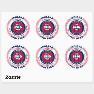 Patriotic Indiana Circle Design Sticker