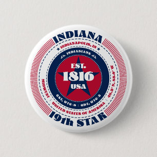 Patriotic Indiana Circle mit Staat Details Button