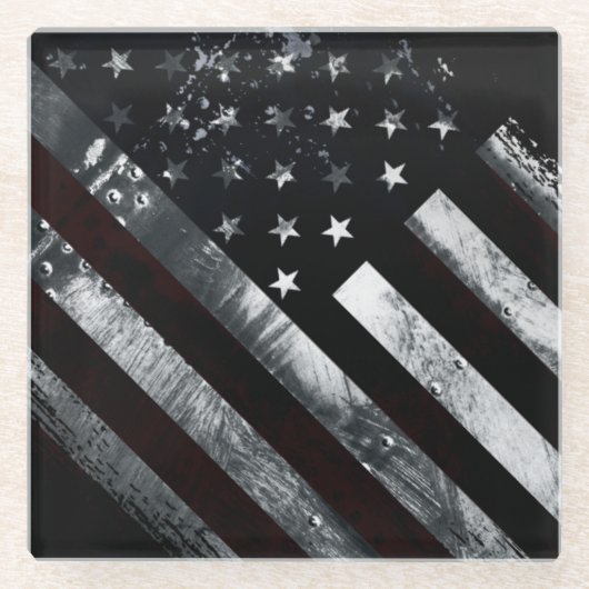 Patriotic Industrial American Flag Glasuntersetzer (Vorderseite)