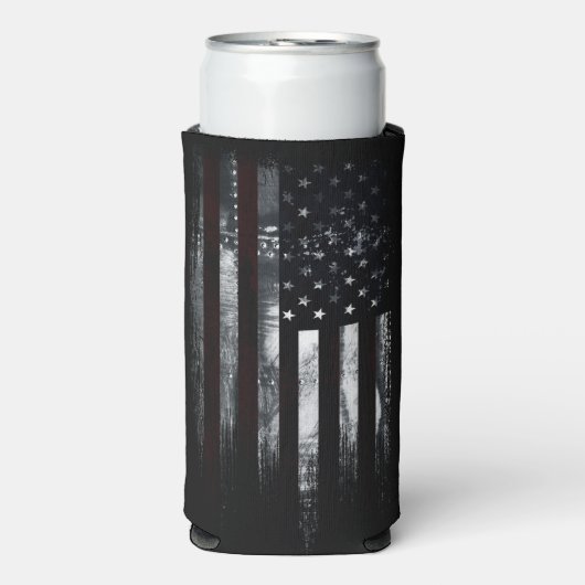 Patriotic Industrial American Flag Selters Dosenkühler (Seltzer Vorderseite)