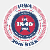 Patriotic Iowa Circle Design Sticker (Vorderseite)