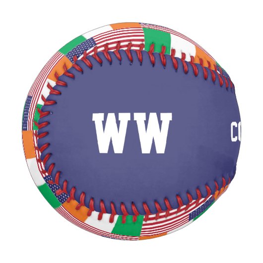 Patriotic IRISH AMERICAN FLAG Custom Scripting Baseball (Vorderseite Links)