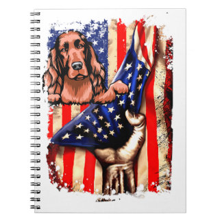 Patriotic Irish Setter American Flag Dog Notizblock