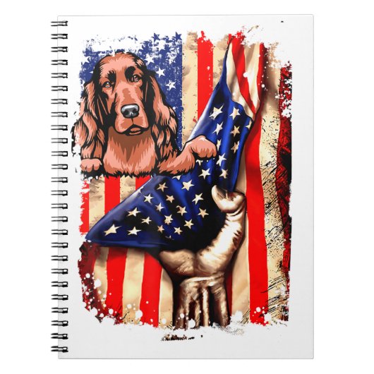Patriotic Irish Setter American Flag Dog Notizblock (Vorderseite)