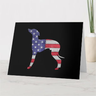 patriotic italian greyhound american flag embroide karte