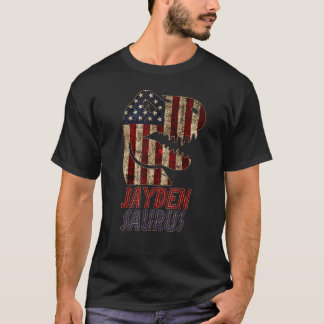 Patriotic Jayden Dino Jaydensaurus American Flag T-Shirt