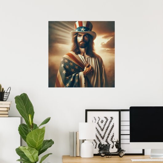 Patriotic Jesus American Christlich Bibel Art Post Poster (Heimbüro)