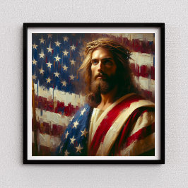 Patriotic Jesus American Christlich Bibel Art Post Poster