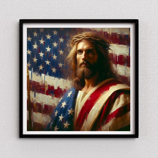 Patriotic Jesus American Christlich Bibel Art Post Poster