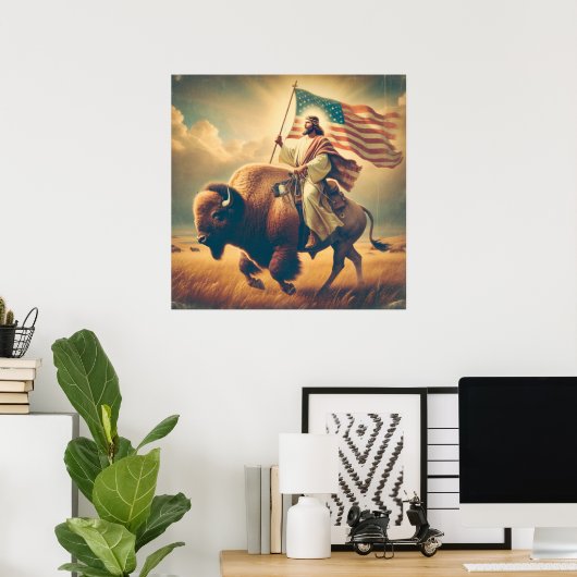 Patriotic Jesus American Christlich Bibelkunst Poster (Heimbüro)