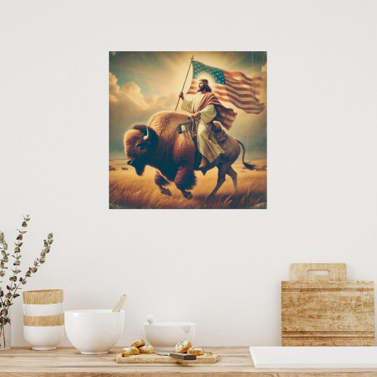 Patriotic Jesus American Christlich Bibelkunst Poster (Küche)