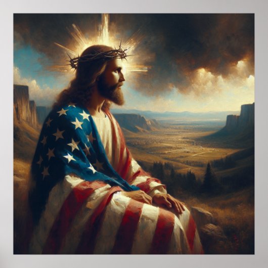 Patriotic Jesus American Christlich Bibelkunst Poster (Vorne)