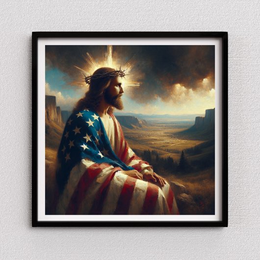 Patriotic Jesus American Christlich Bibelkunst Poster