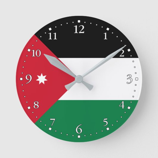 Patriotic Jordan Flag Runde Wanduhr (Vorderseite)