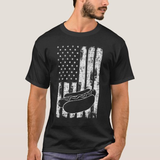 Patriotic July 4th Picnics USA Flag Hotdog Wieners T-Shirt (Vorderseite)