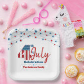 Patriotic July 4th Red White Blue USA Flag Stars Pappteller (Party)