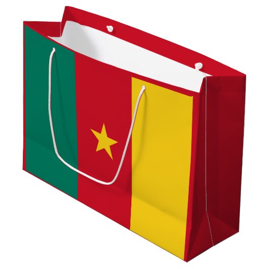 Patriotic Kamerun Flag Große Geschenktasche Geschenktüte (Vorderseite Schrägansicht)