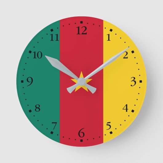 Patriotic Kamerun Flag Runde Wanduhr (Vorderseite)