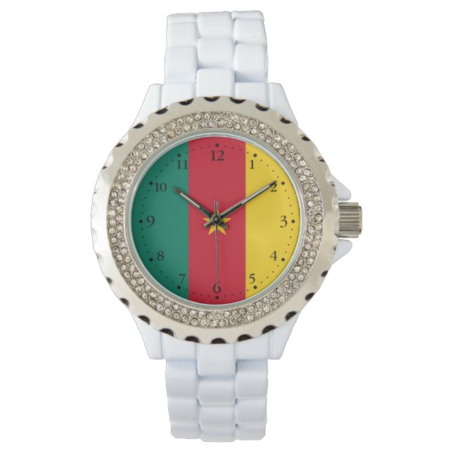 Patriotic Kamerun Flag Watch Armbanduhr (Vorderseite)