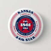 Patriotic Kansas Circle mit Staat Details Button (Vorderseite)