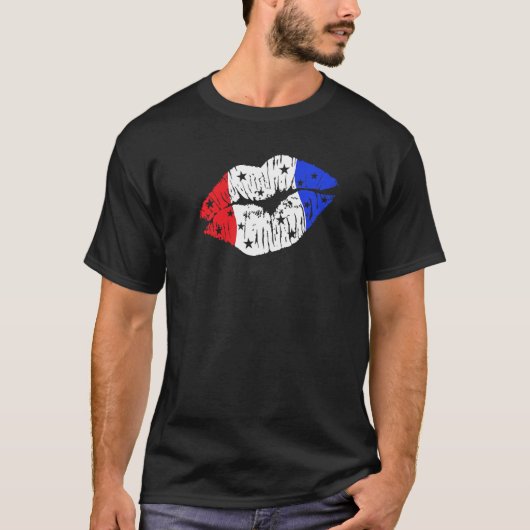 Patriotic Kiss on the Red White and Blue Lips USA T-Shirt (Vorderseite)