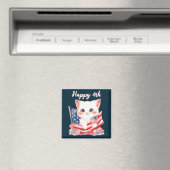Patriotic Kitten 4. Juli Happy 4. Custom Magnet (In Situ (Geschirrspüler))