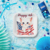 Patriotic Kitten 4. Juli Happy 4. Custom Pappteller (Party)