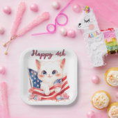 Patriotic Kitten 4. Juli Happy 4. Custom Pappteller (Party)