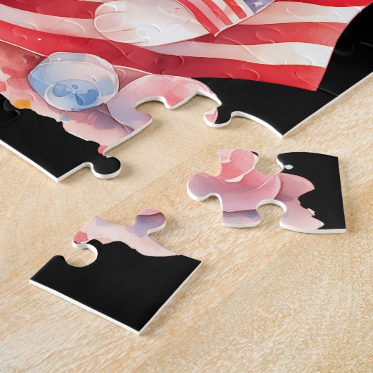 Patriotic Kitten 4. Juli Happy 4. Custom Puzzle (Seite)