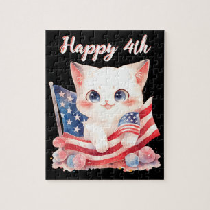 Patriotic Kitten 4. Juli Happy 4. Custom Puzzle