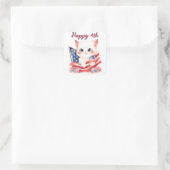 Patriotic Kitten 4. Juli Happy 4. Custom Quadratischer Aufkleber (Tasche)