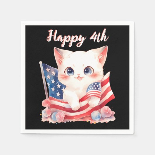 Patriotic Kitten 4. Juli Happy 4. Custom Serviette (Vorderseite)