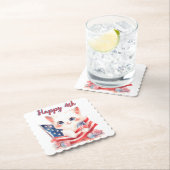 Patriotic Kitten 4. Juli Happy 4. Custom Untersetzer (Vor Ort)