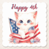 Patriotic Kitten 4. Juli Happy 4. Custom Untersetzer (Vorderseite)