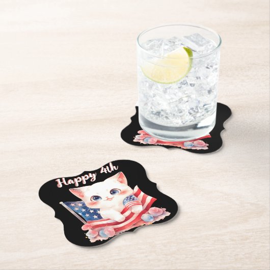 Patriotic Kitten 4. Juli Happy 4. Custom Untersetzer (Vor Ort)