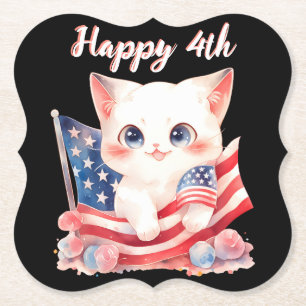 Patriotic Kitten 4. Juli Happy 4. Custom Untersetzer