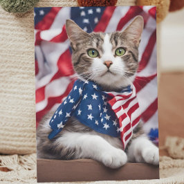 Patriotic Kitty: Eine Feier der Freiheit Feiertagskarte