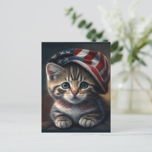 Patriotic Kitty! Postkarte (Stehend Vorderseite)