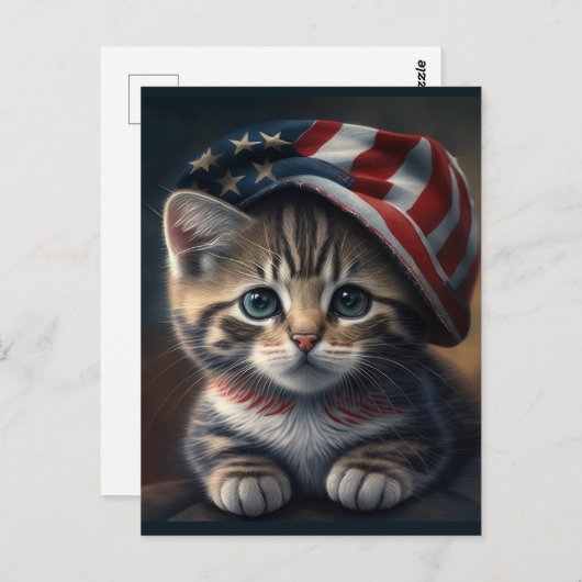 Patriotic Kitty! Postkarte (Vorne/Hinten)